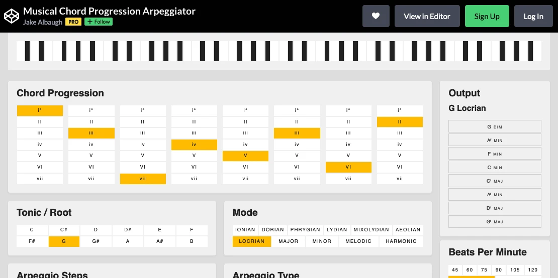 Screenshot: Chord Progression Arpeggiator