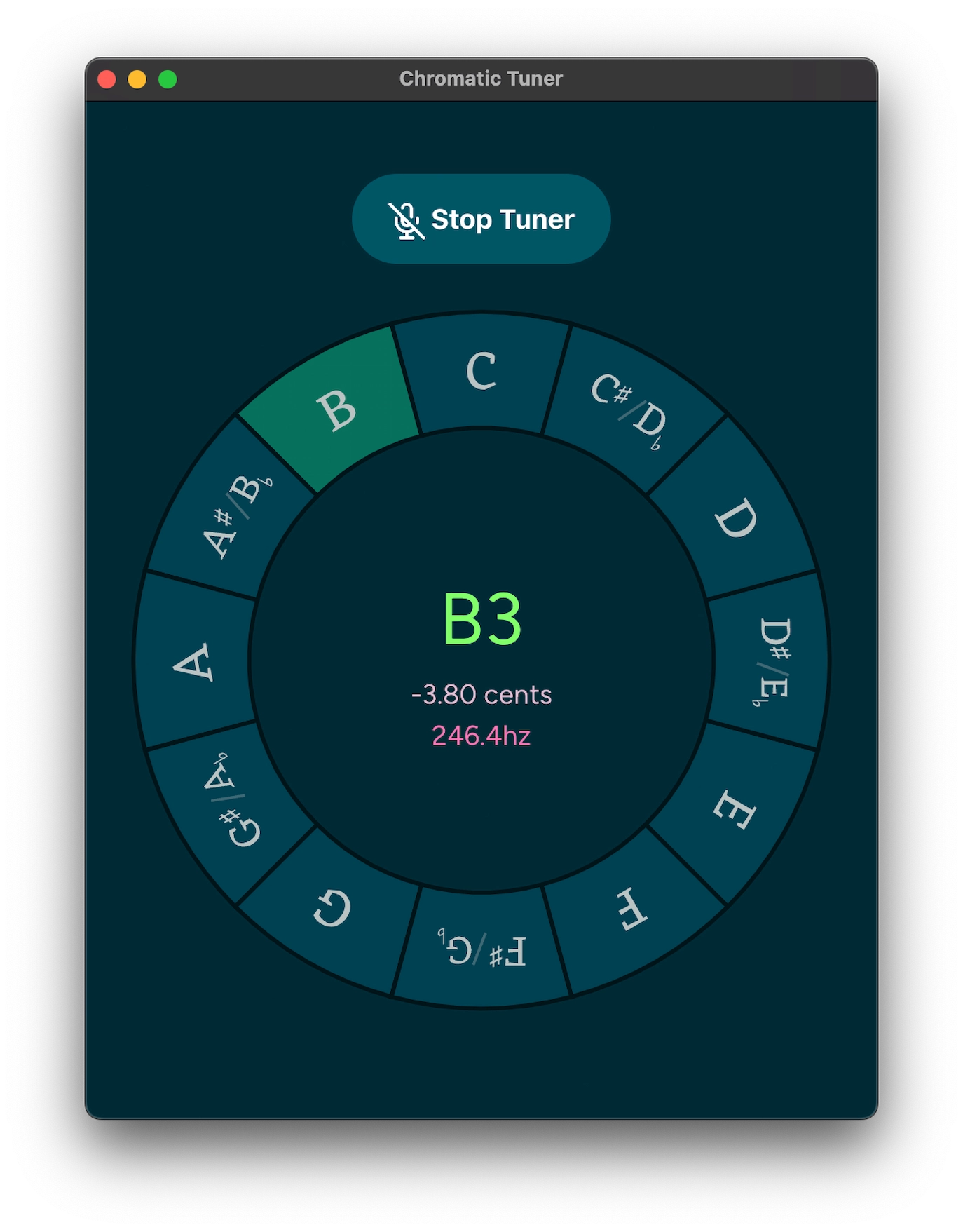 Chromatic tuner screenshot