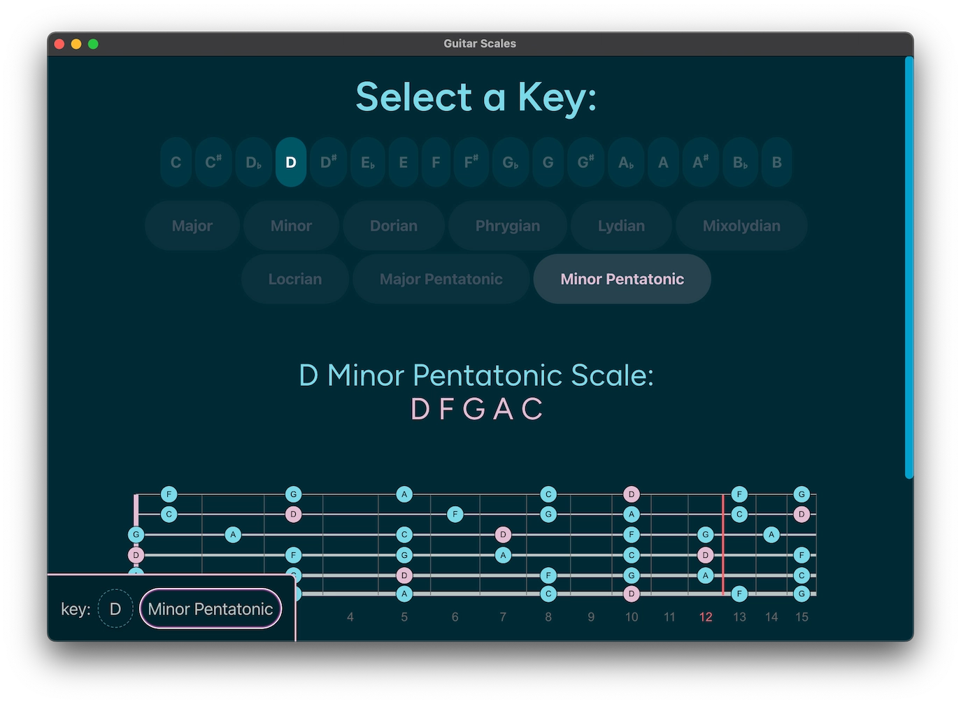 Guitar scales screenshot