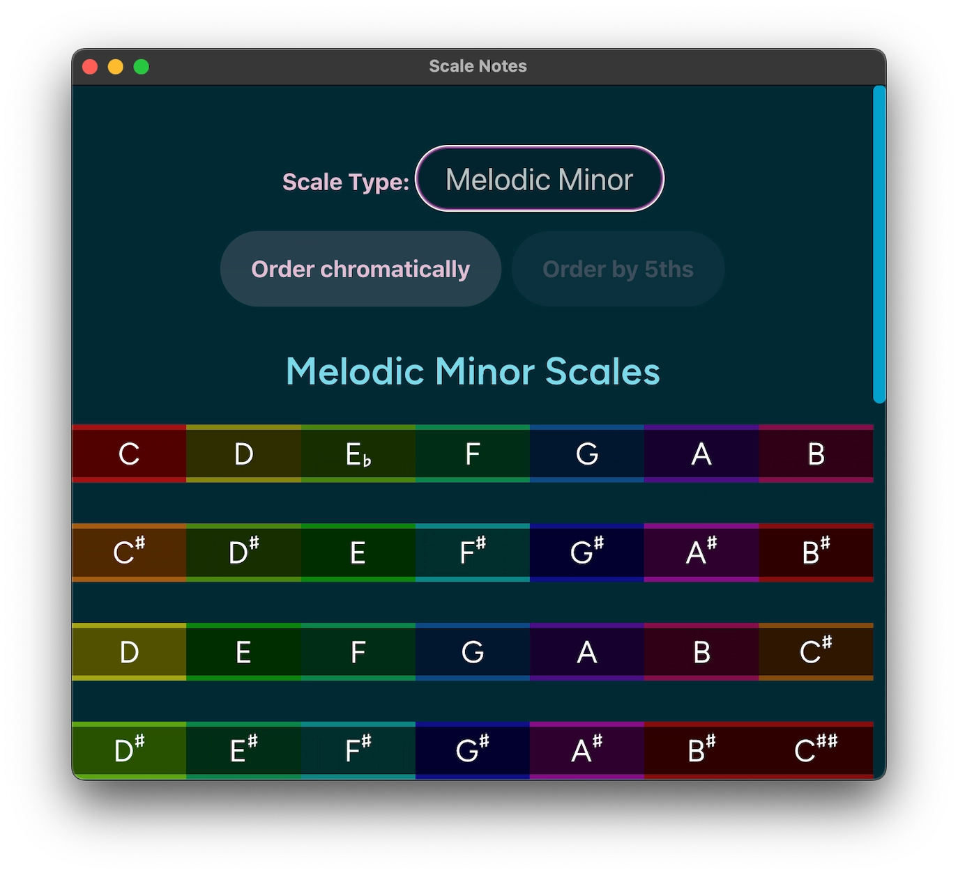 Scale notes screenshot
